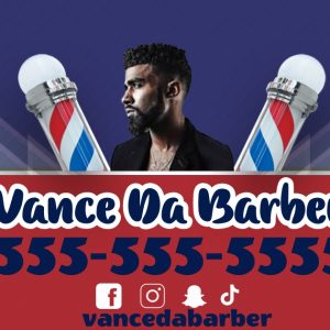Red and Blue Barber Business Card Template Print Design